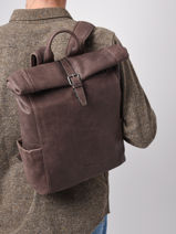 Sac  Dos Spider 2 Compartiments Cuir Etrier Marron spider ESPI8102-vue-porte