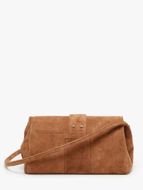 Sac Bandoulière M Agnes Cuir Velours Etrier Marron agnes EAGV205M vue secondaire 7